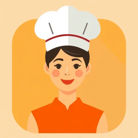 The original flat cartoon-chef app icon on an orange tile.